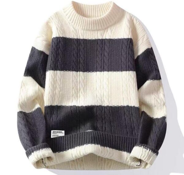 Pull Col Rond Homme Rayé - Confort et Style Moderne - KB FASHION – Image 3