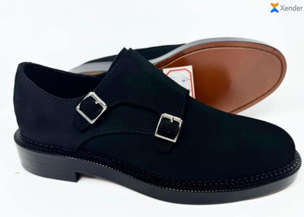 Chaussures Classiques à Double Boucle Noires Daim - KB FASHION