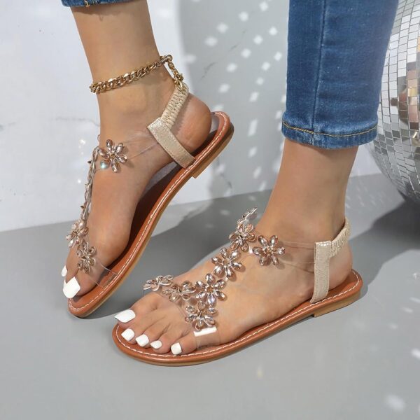 Sandales Décorées avec Fleurs - KB FASHION