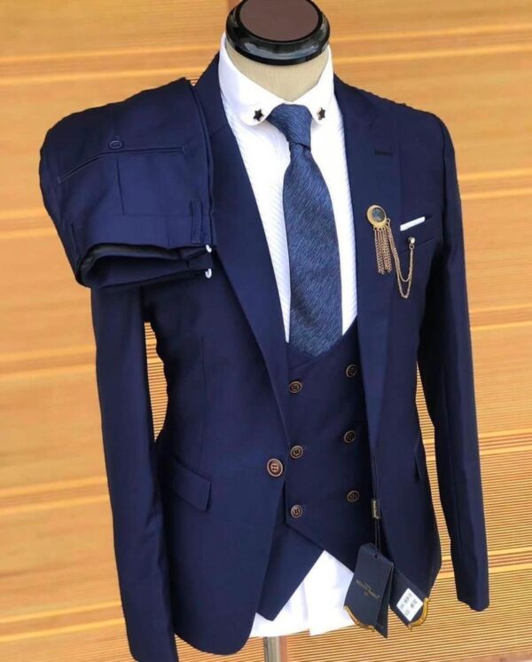 costume trois pièces pour homme de couleur bleu marine  -  KB FASHION
