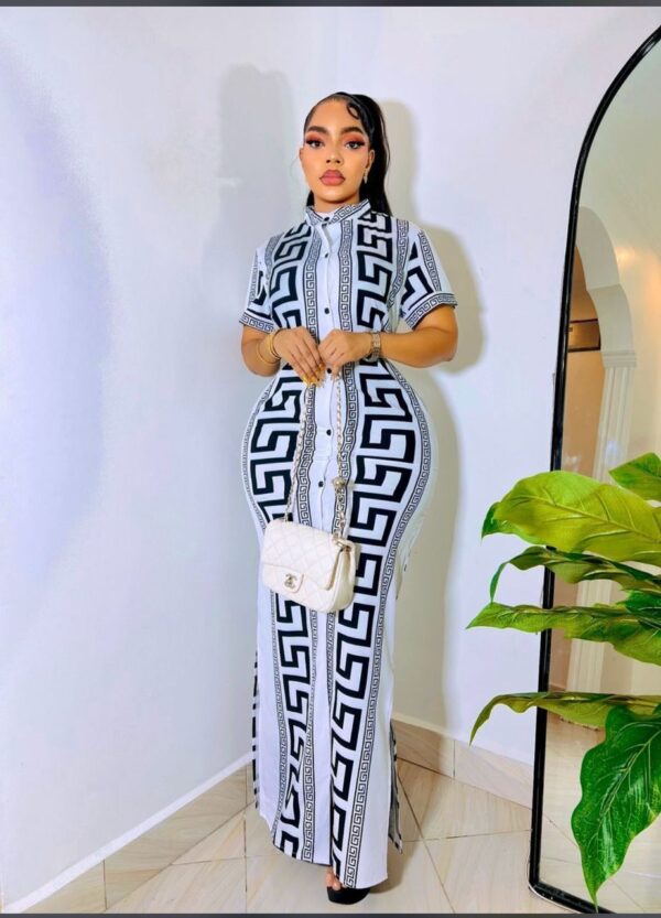 Robe longue chemise imprimé graphique - Mango's_store (Bukavu)