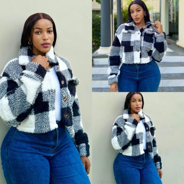 Veste en Laine à Carreaux Élégants - Mango's_store (Bukavu)