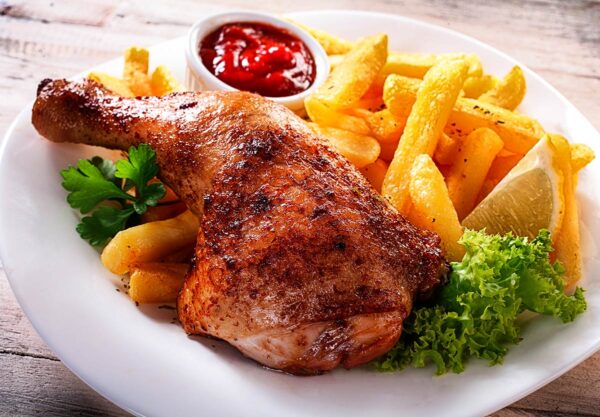 1/4 de poulet frites